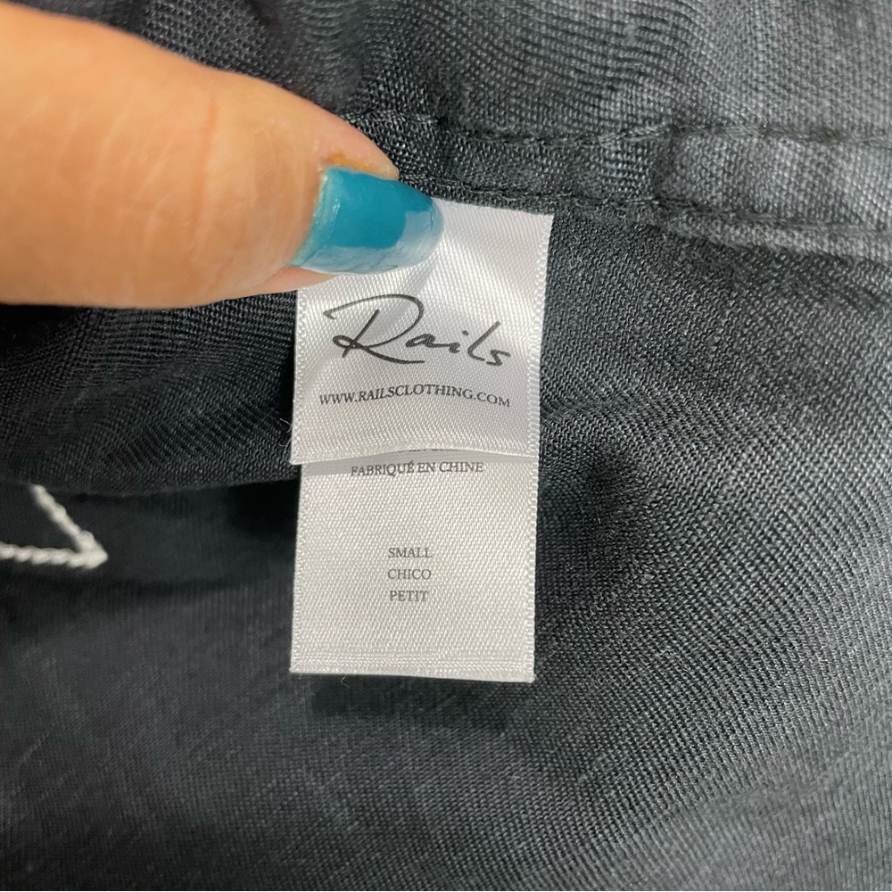 Rails Loren Black Embroidered Stars Black White Women’s Size Small Linen Blend - Picture 11 of 12